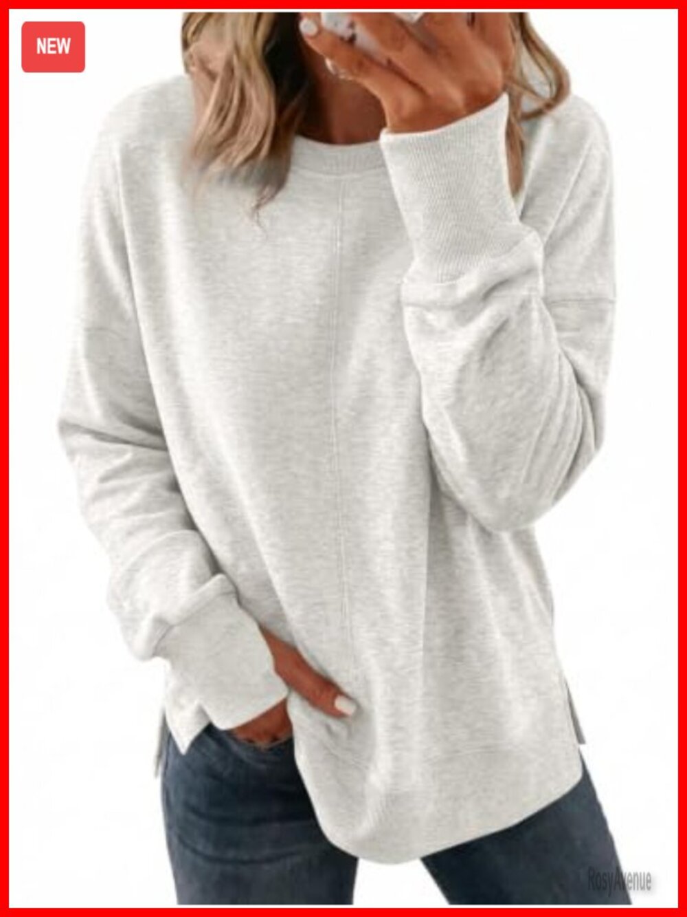 Oversized Long Sleeve Crewneck Sweatshirt Thumb Hole Fleece Pullover Women